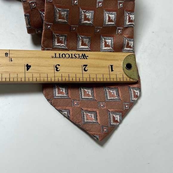 Ermenegildo Zegna Textured 100% Silk Elegant Brown Geometric Patterned Tie Italy - Picture 7 of 10